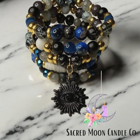 So Protected Labradorite and Lapis Lazuli Bracelet Stack - Picture 1 of 6